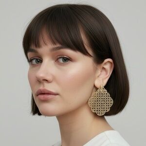 Boutique Silver Tone Round Moroccan Filigree Dangle Earrings